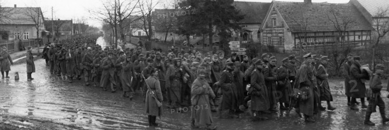 World war 2, german pows in breslau (wroclaw), poland taken by soviet troops, march 1945.