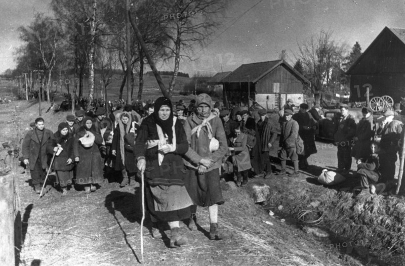 Russians liberated from slave labor in germany returning home, world war 2, 1945.
