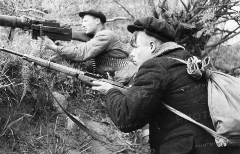 World war 2, russian partisans in the leningrad region.