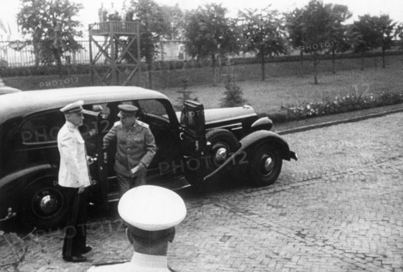 Joseph stalin getting out of his car (an american 1937 v-12 packard), late 1940s.