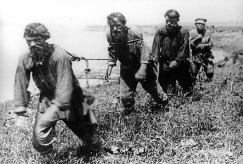 Barge haulers on the volga river in the early 1900's.