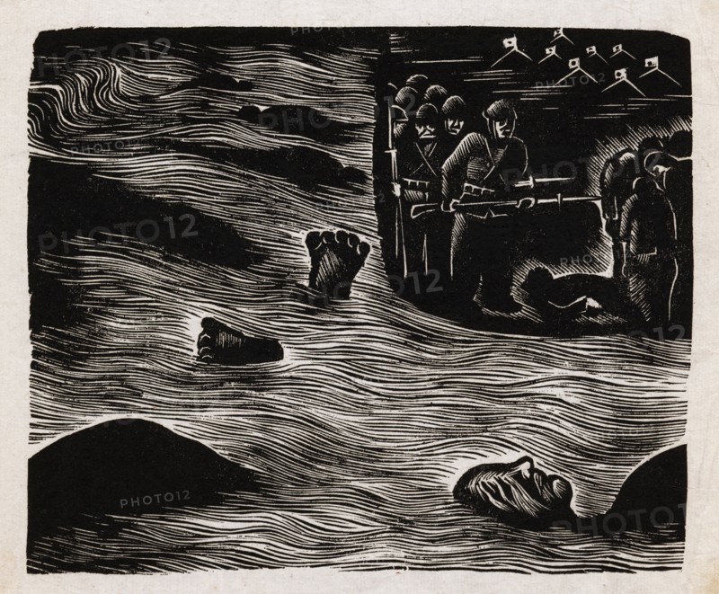 The end of the collaborators', a chinese woodblock print.