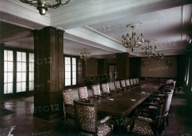 Inside the town hall of the council of sztalinvaros in hungary, 1950s.
