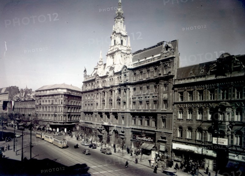 The hungarian publishing house (new york palace) in lenin circle, budapest, hungary in the 1950s.