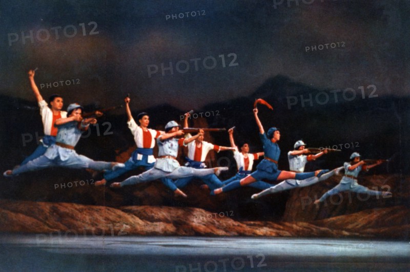 The modern revolutionary ballet 'red detachment of women', from a chinese postcard set published in 1970.