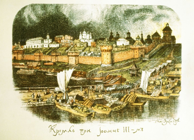 Moscow during the reign of ivan lli (ivan the great), 16th century, by apollinari vasnetsov.