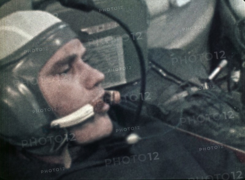 Vladimir shatalov in the cabin of the soyuz 4 orbiter, 1969.