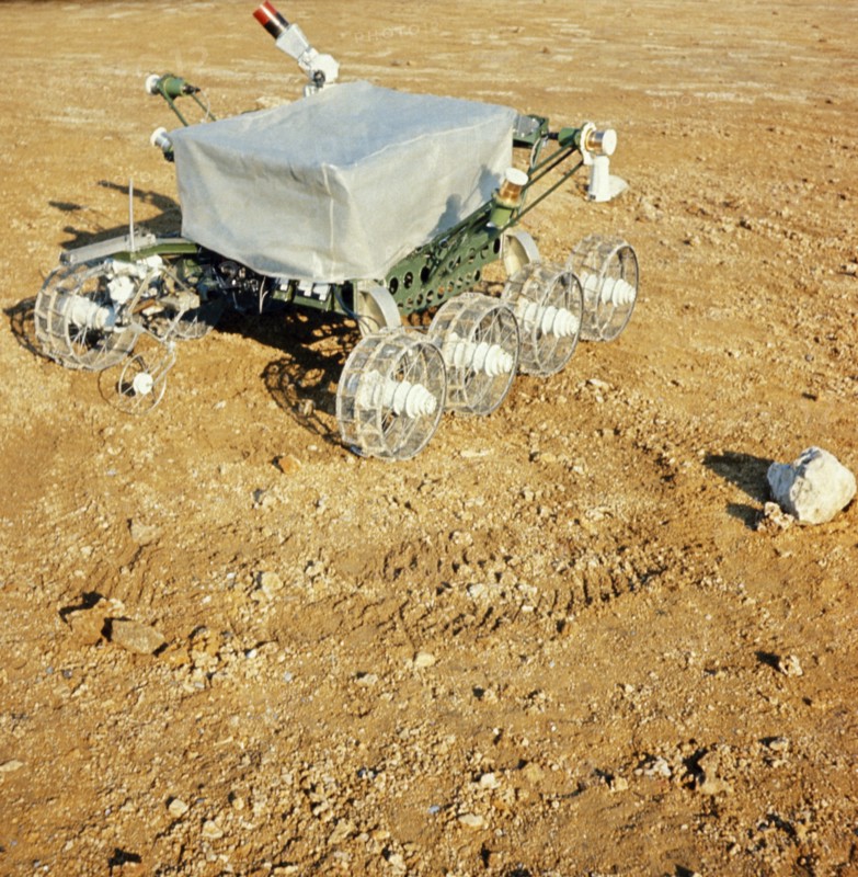 Lunokhod 1, wheels and chassis unit of the soviet moon rover being tested for the luna 17 mission, ussr, 1970.