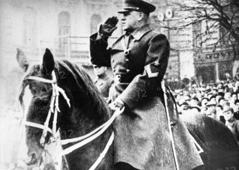 Commander georgy zhukov on horseback, 1936.