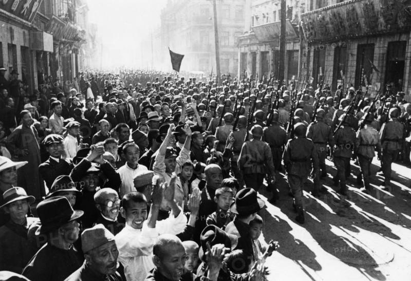 Operation august storm (battle of manchuria), population of harbin, manchuria greet victorious red army infantrymen after the japanese surrendered the city on august 20th, 1945, world war 2.
