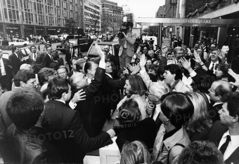 Mikhail gorbachev, general secretary of cpsu central committee meets residents of washington, dc on connecticut avenue, gorbachev state visit to usa, 1987.