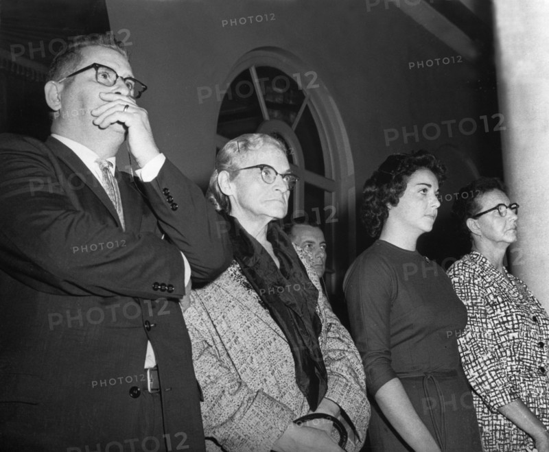 Trial of u2 spy plane pilot francis gary powers, moscow ussr, august 19, 1960, powers' parents and wife listen to the court's verdict.