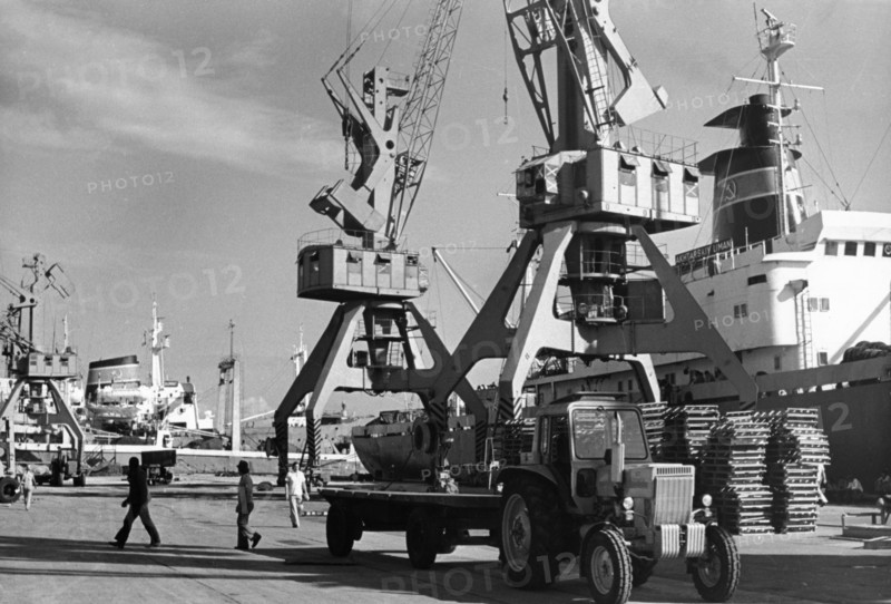 Soviet cargo ships in the port of havana, cuba, january 1981.
