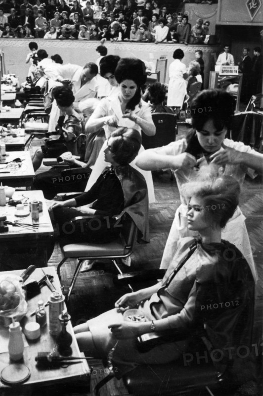 Master hairdressing competition, moscow, ussr, 1964.