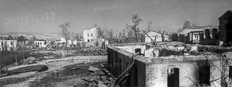 Smolensk region, a view of dorogobuzh destroyed by german invaders, february 1941.