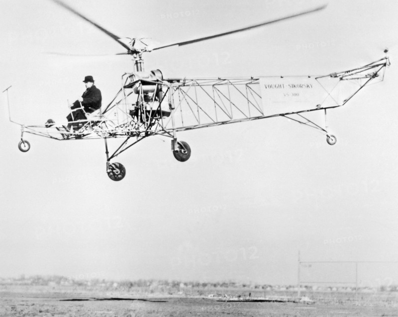 Igor sikorsky flying one of his early designs.