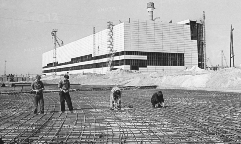 Kiev region, ukrainian ssr, ussr, construction of the chernobyl nuclear power plant, july 1, 1975.