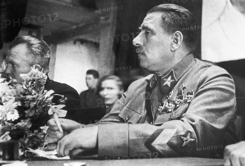 Vasily blukher is seen at a sitting, 1935.