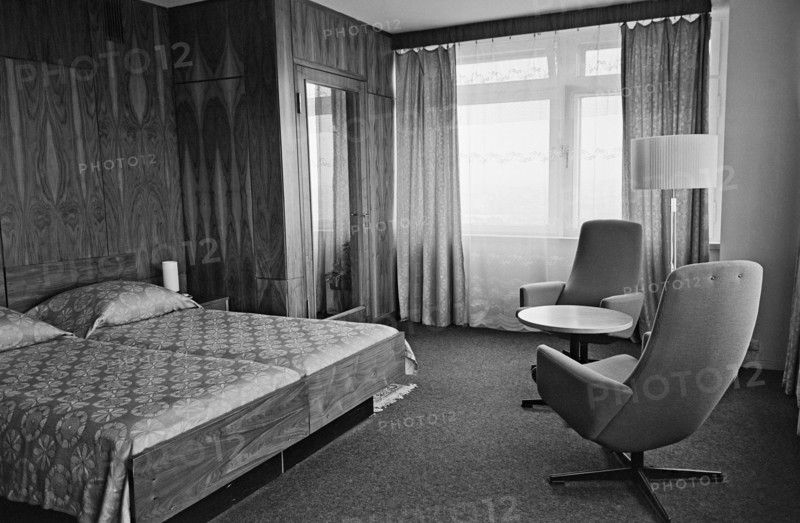 Guest room in intourist hotel, moscow, ussr, 1971.