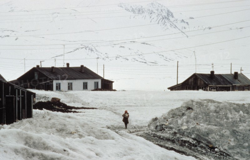 A chukchi girl coming home from school in the village of novoye chaplino in chukotka, russia.