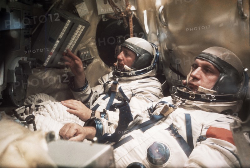 Soviet cosmonauts during the soyuz 26, soyuz 27, salyut 6 space mission, 1978.
