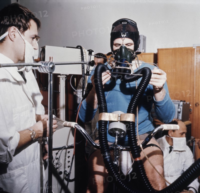 Soviet cosmonaut boris volynov training for the soyuz 5 space mission, 1969.