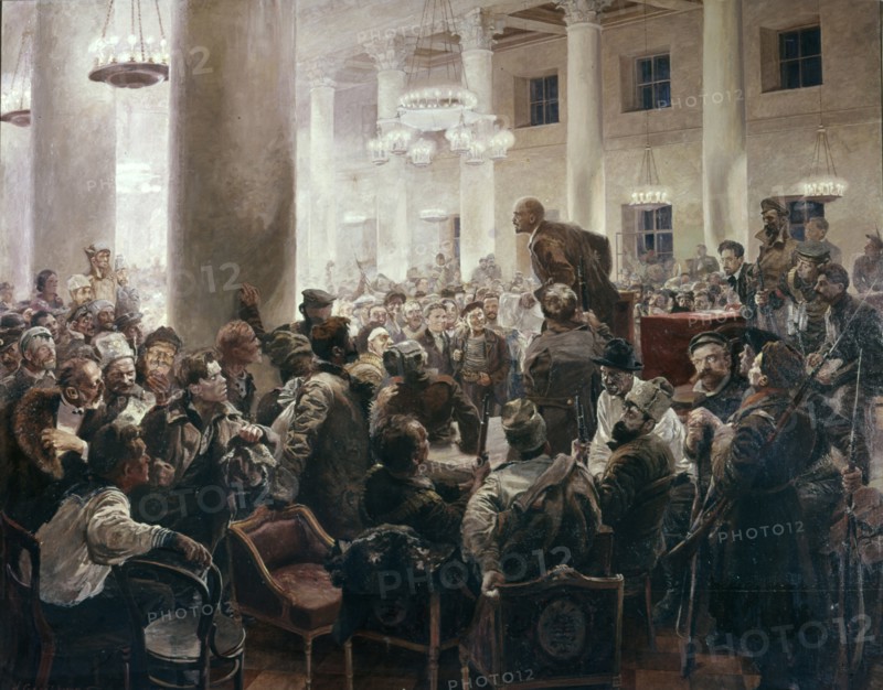 Lenin speaking at the all-union russian congress of soviets' by i, a, serebryany, central lenin museum, leningrad, meeting of v, i, lenin with n, k, krupskoy.