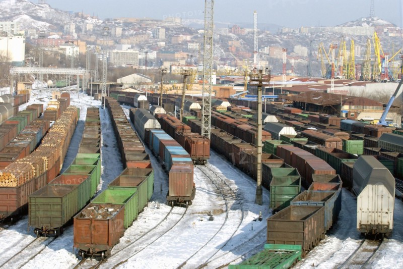 Vladivostok,russia, january 10, 2005, far-eastern branch of russian railroads has intensified the unloading of freight cars with coal, oil products, and other cargoes arriving in the far east from the urals and siberia as it is doing its best to liquidate traffic jams (in picture) on the famous trans-siberian railroad.