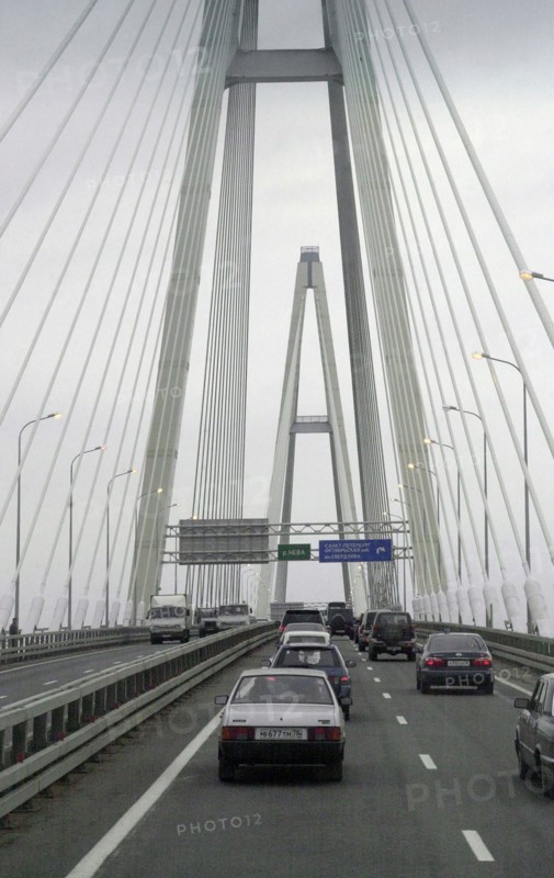 A new ring road's section from a cable bridge to the 'rossia' federal route (moscow highway) was opened for traffic, st, petersburg, russia, august 30, 2005.