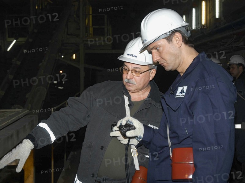 Norilsk, russia, march 21, norilsk nickeli´s future ceo denis morozov, right, tours the oktyabrsky mine of the norilsk nickel.