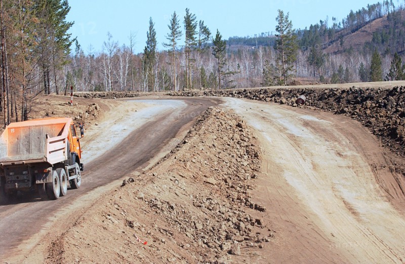 Zabaikalsky region, russia, may 6, 2008, at the section of the federal highway a-166 chita-zabaykalsk near the bridge across the ingoda river.