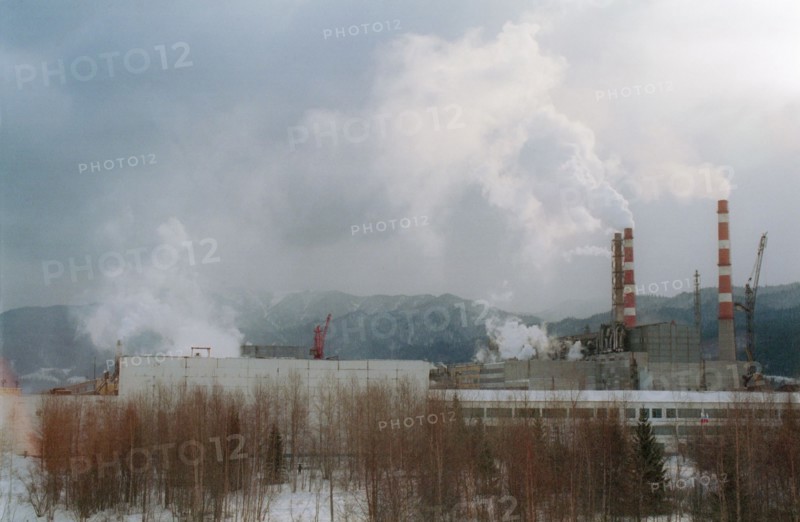 Baikal cellulose and paper factory in the irkutsk region, russia, december 1998.