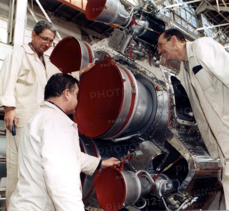 Space rocket research and production centre in samara, russia, pneumatic test of the central unit of the 'soyuz' booster's second stage prior to its delivery to baikonur cosmodrome .
