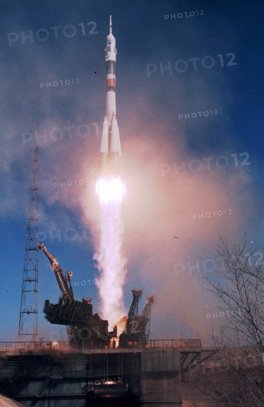 Russian american space mission soyuz tm-21 launching, march 14, 1995.