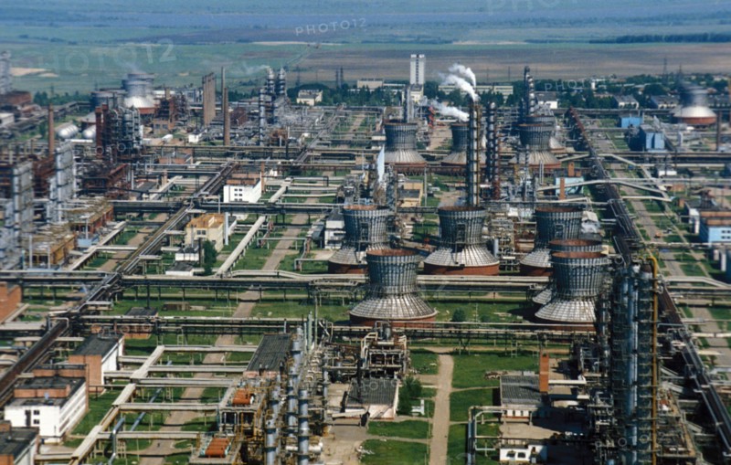 An oil refinery in tatarstan, russia, 2003.