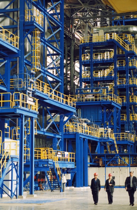 The bay of the coating shop (hot-dip galvanizing unit) of the magnitogorsk metallurgical plant in the chelyabinsk region of russia, february 2003.