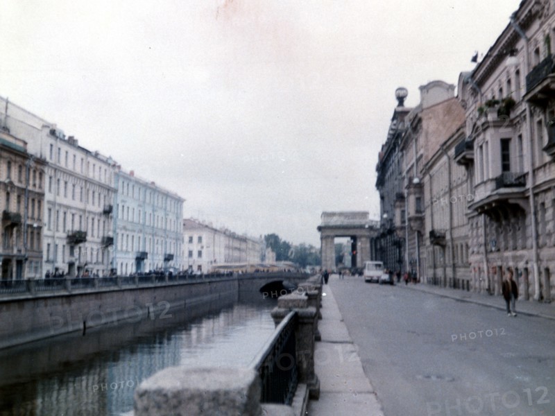 Griboyedov canal in leningrad near kazan cathedral (background, right), 1989.