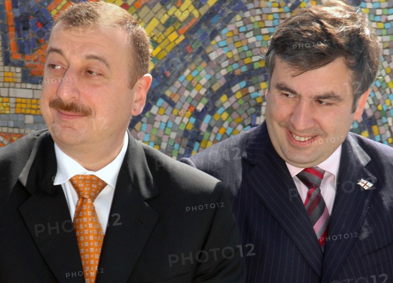 Azerbaijan, may 25, 2005, azerbaijani president ilham aliev (l) and georgian president mikhail saakashvili attend an inauguration ceremony of the azerbaijani section of the baku-tbilisi-ceyhan international pipeline at the sangachal oil terminal, about 25 miles south of baku.
