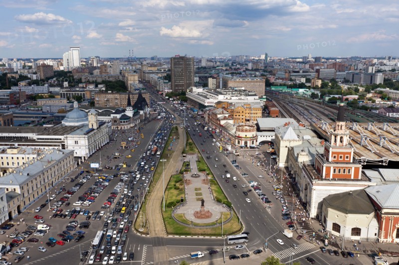 Moscow, russia, july 31, 2011, komsomolsky square with leningradsky, yaroslavsky, kazansky rail terminals.