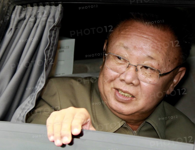 Ulan-ude, russia, august 24, 2011, kim jong-il (kim jong il), the leader of the democratic people's republic of korea (north korea), the chairman of the national defense commission, general secretary of the workers' party of korea, in his car after a meeting with russia's president dmitry medvedev at sosnovy bor (pine tree forest) military post in ulan-ude.