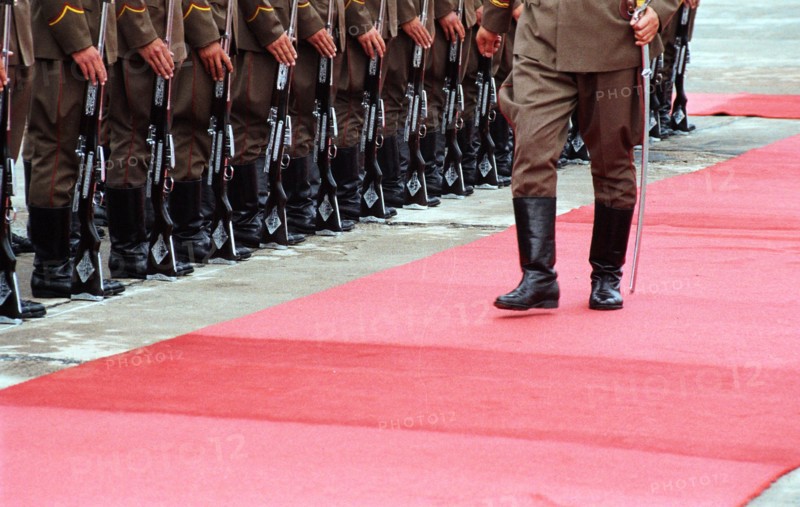 North korea's pyangmunjom frontier post, 168 km off pyongyang, on the military line of demarcation between the two korean states, that is the sole place where the hostile sides can come into contact.