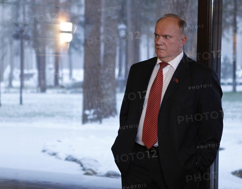 Moscow region, russia, december 13, 2011, leader of russia's communist party, gennady zyuganov attends a meeting with president of russia dmitry medvedev and leaders of parliamentary parties, at gorki residence.