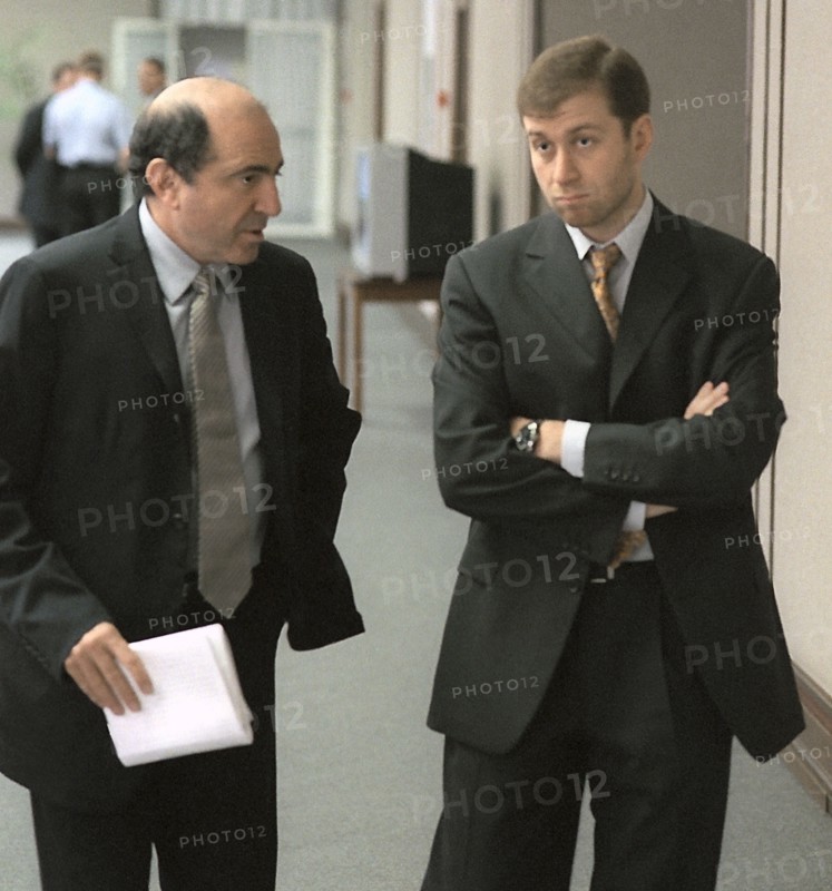 State duma deputies boris berezovsky (left) and roman abramovich in the foyer of the state duma after a regular sitting, moscow, russia, june 23, 2000.