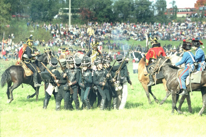 On september 7, 1998, quite like in 1812, contemporary banners of the russian and the french armies were raised on the borodino field