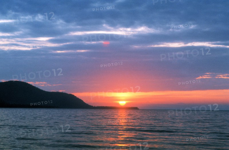 Irkutsk region, ussr, sunset on lake baikal, december 1977.
