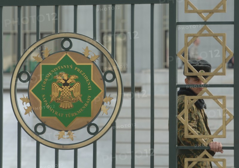 Gate to the president's palace in ashgabat, turkmenistan.