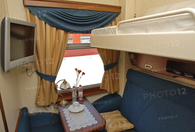 Moscow, russia, june 5, 2007, compartment on the golden eagle trans-siberian express, russiai´s first fully en-suite private train, launched by the uk-based long-distance luxury train operator gw travel limited to serve the world's longest railway line between moscow and vladivostok.