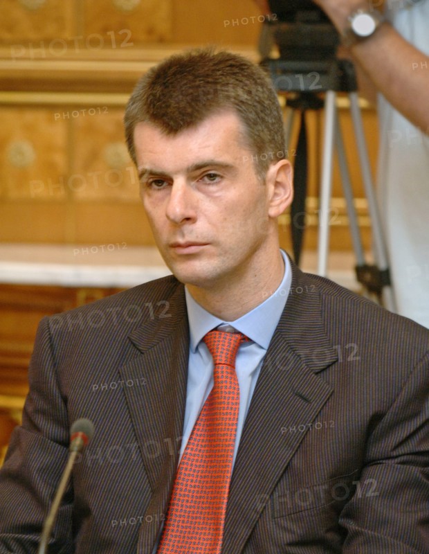 Moscow, russia, september 7, director general of the norilsk nickel mining and metallurgical company mikhail prokhorov at a meeting of the council on nanotechnologies.