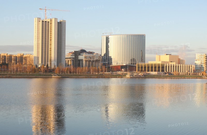 Yekaterinburg, russia, the building of the sverdlovsk region government and the drama theater (r), october 2008.