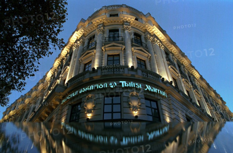 The five star marriott tbilisi hotel on rustaveli avenue in tbilisi, georgia.